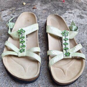 Birkenstock Betula  Green  TANGO  Sandals 8 Jeweled Lizard Grain Leather